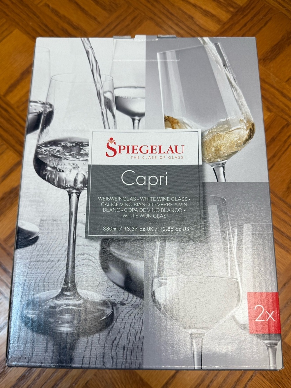 Spiegelau Capri White Wine Glasses Set of 2 – 380mL Crystal Stemware New in Box
